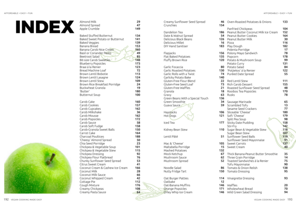 Vegan Cooking Made Easy By Chantell Horn INDEX